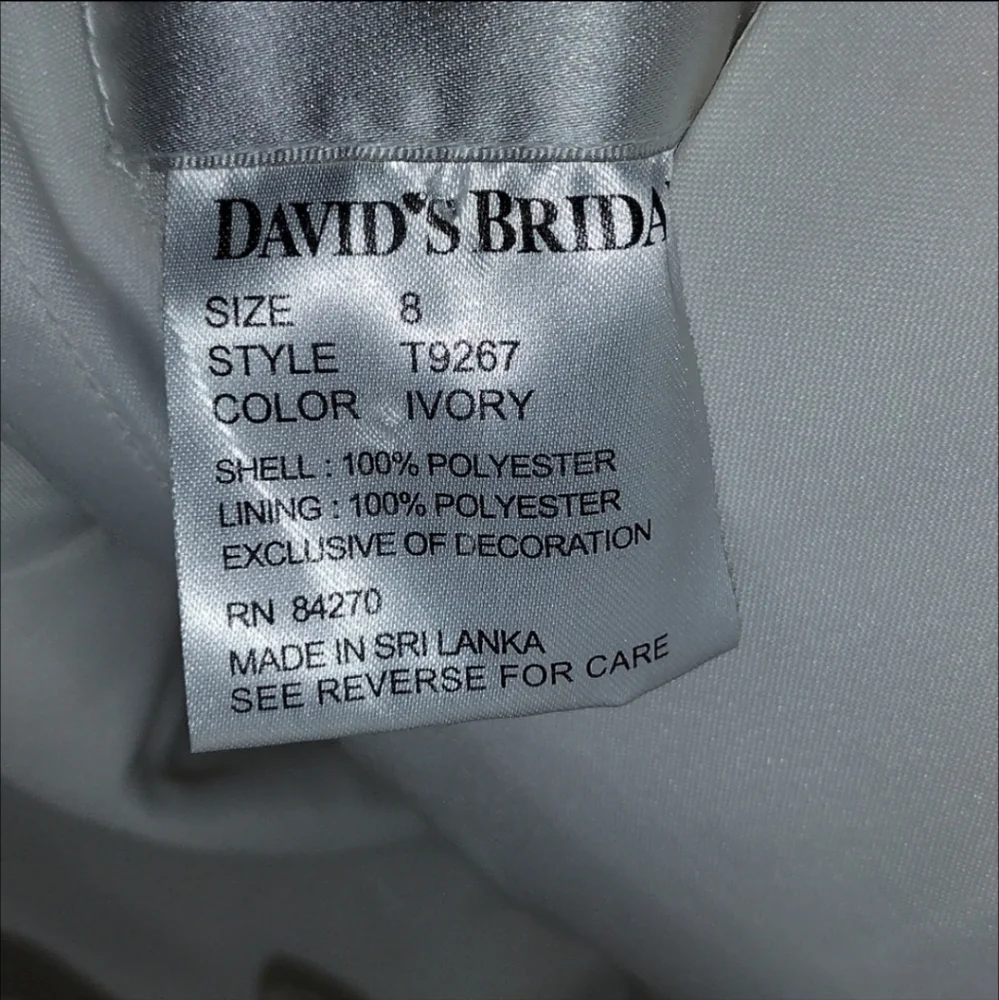 DONATED David's Bridal Trumpet Strapless Satin Ivory Wedding Dress Size 8 - Picture 6 of 14